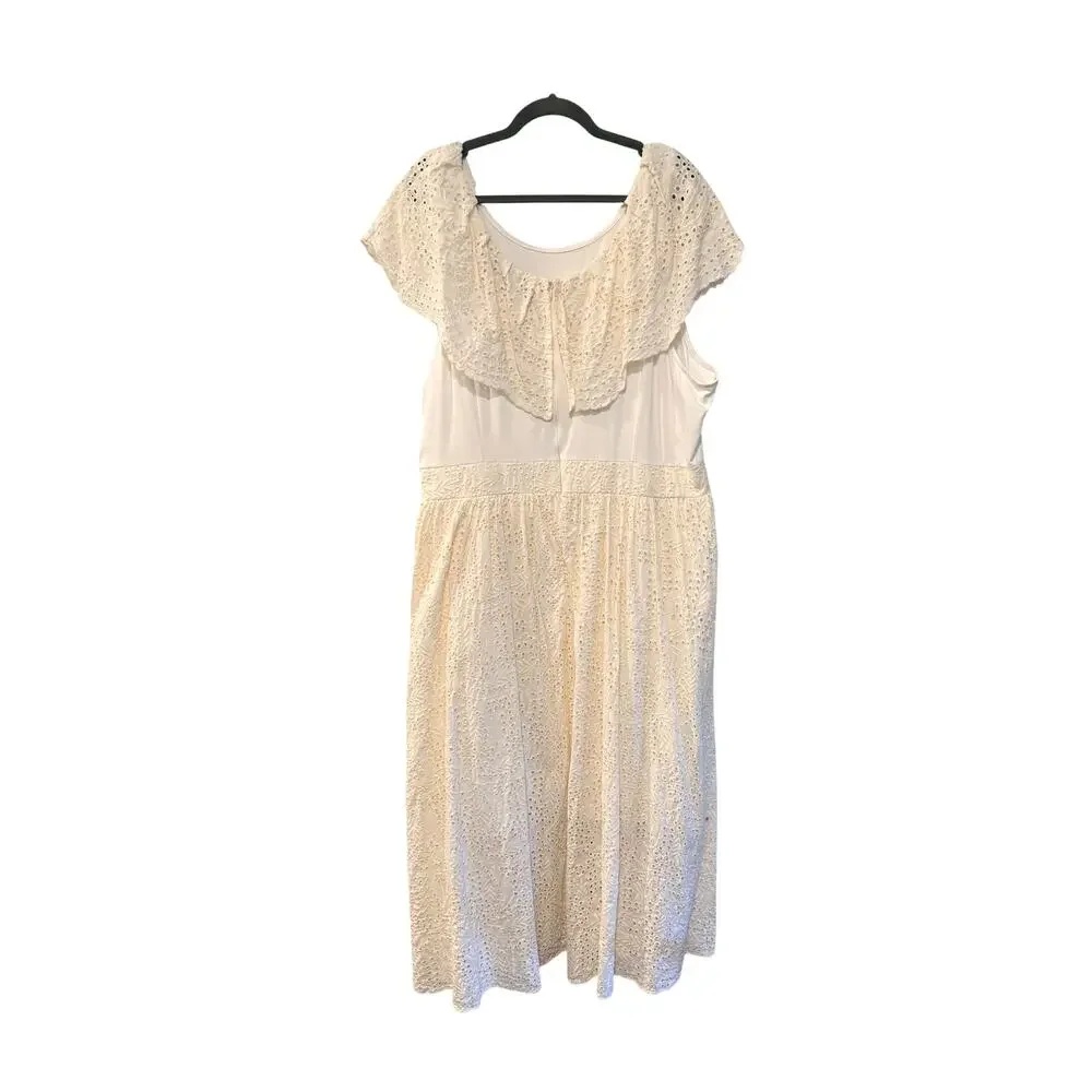 C Wonder 2X Christian Siriano Off Shoulder Eyelet Boho Maxi Dress $149 NEW Cream - Picture 3 of 11
